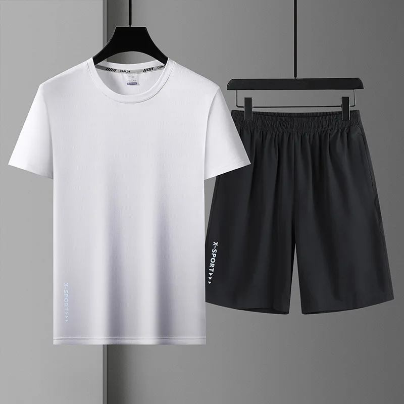 Summer Sportswear Men's High-quality Clothing Sports Suits Men's Quick-drying Round Neck Short-sleeved Short Pants Ropa Hombre