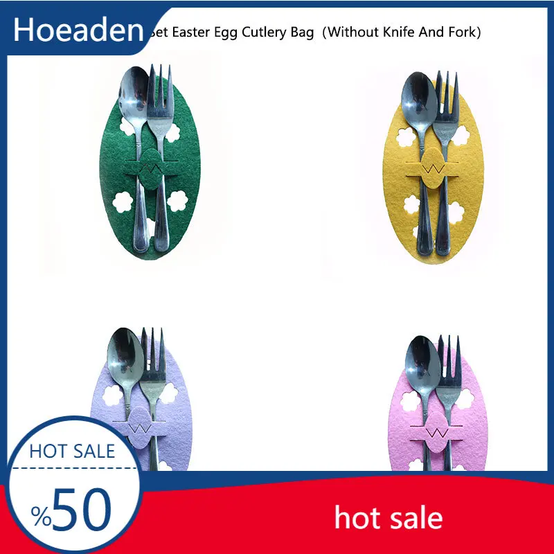 

4pcs/set Easter Egg Tableware Bags Cutlery Bags Decor Tableware Holder Bags