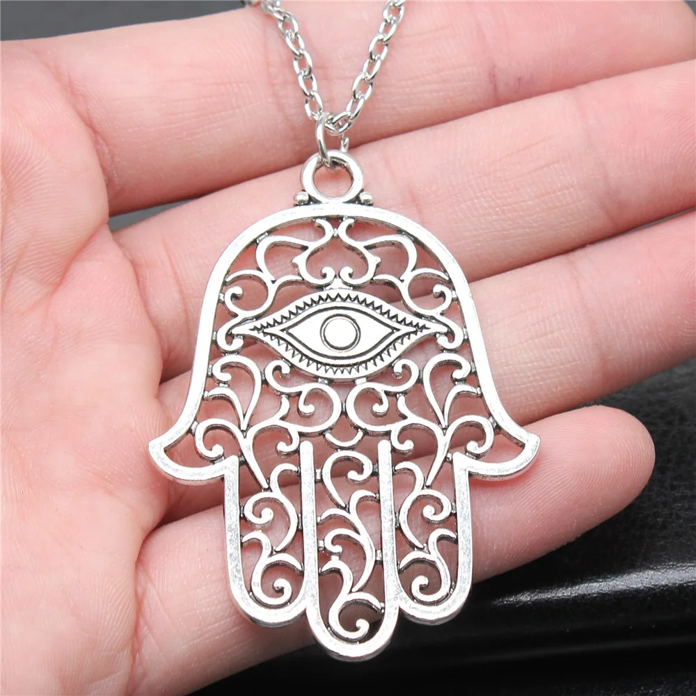 2 цвета 59x43 мм ожерелье с подвеской в виде руки глаза для женщин и мужчин длинная цепочка ожерелье