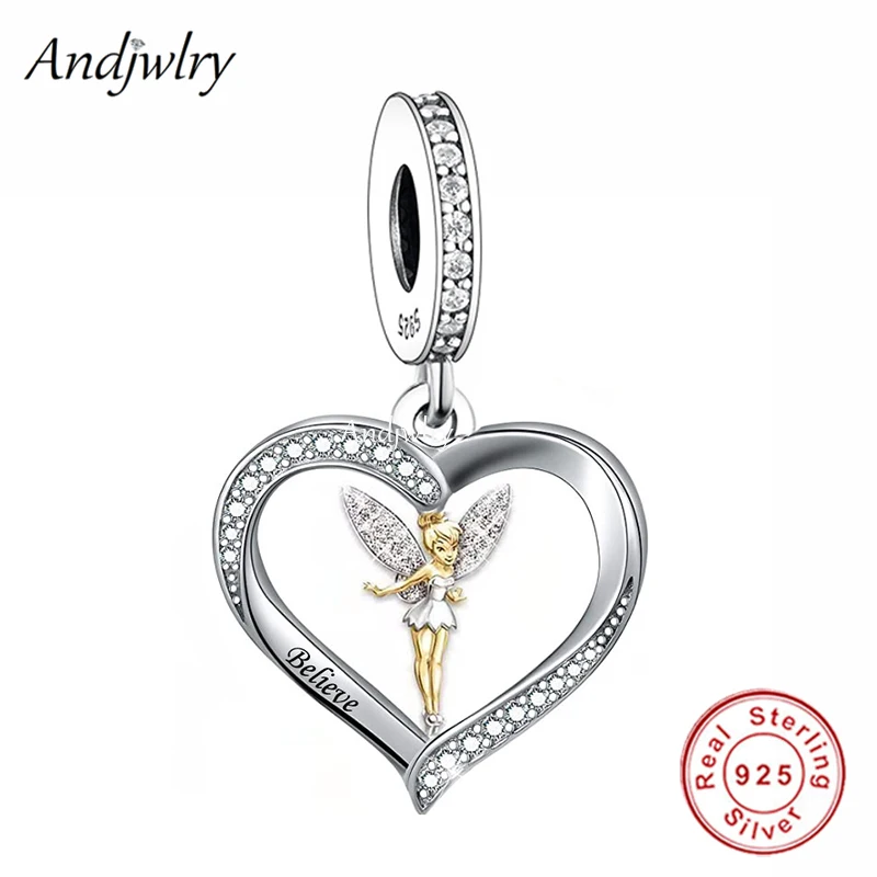 

Fit Bracelet Charms Silver 925 Original Flower Fairy Elf With Zircon Wings Bead Bracelet&Bangle Jewelry Berloque