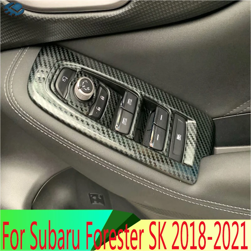 

Для Subaru Forester SK 2018 2019 правый руль карбоновое волокно стиль двери окна подлокотник Крышка переключатель панель отделка