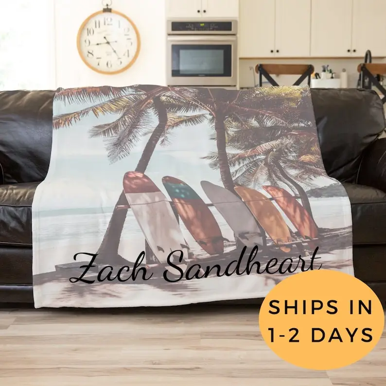 

Beach Blanket, Personalized Throw Blanket For Adults, Housewarming Gift For Men, Custom Blanket, Surfing Blanket, Birthday Gift