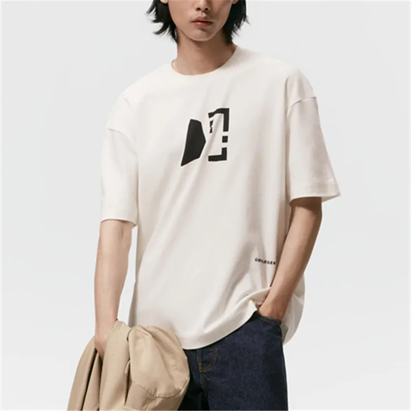 Мужская Повседневная футболка с коротким рукавом и круглым вырезом |