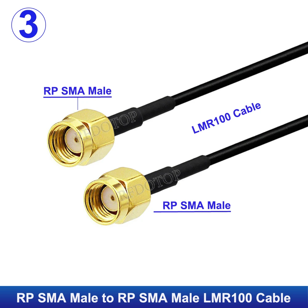 Фото 1 шт. LMR100 кабель SMA к SMA «папа/гнездо» 50 Ом LMR-100 RF коаксиальный косичка WIFI антенна удлинительный соединительный кабель 5 см-20 м №5