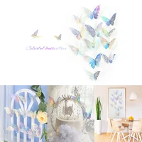 24pcsset 3d hollow butterfly wall sticker for kids room home decor diy fridge stickers decor laser carving butterfly stickers