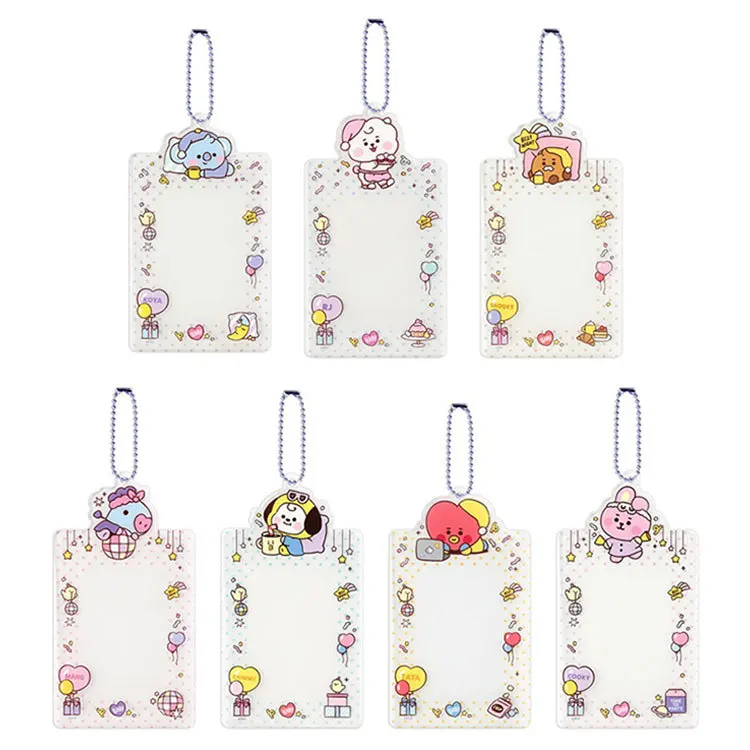 

Keychain Anime Figure Bt21S Super Star Transparent Card Set Students Girls Subway Office Cards Holder Protective Case Gifts