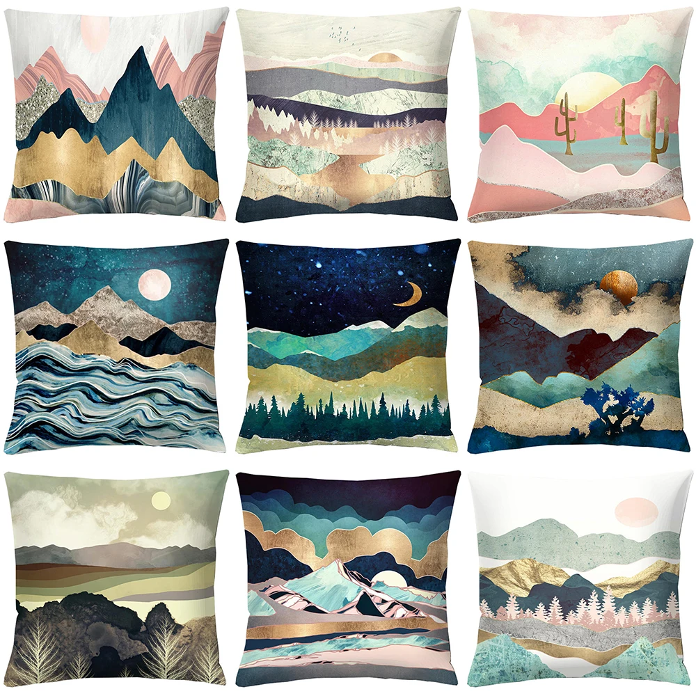 

Abstract Streamer Cushion Cover Scenery Printing Pillow Case 45x45cm Home Decor Polyester Throw Pillow Cover For Living Room
