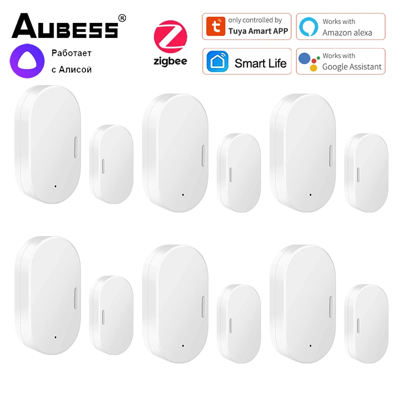 

Датчик двери Tuya Smart Zigbee, детектор открывания и закрытия дверей, совместим с Alexa, Google Home, Smar Life, работает с приложением