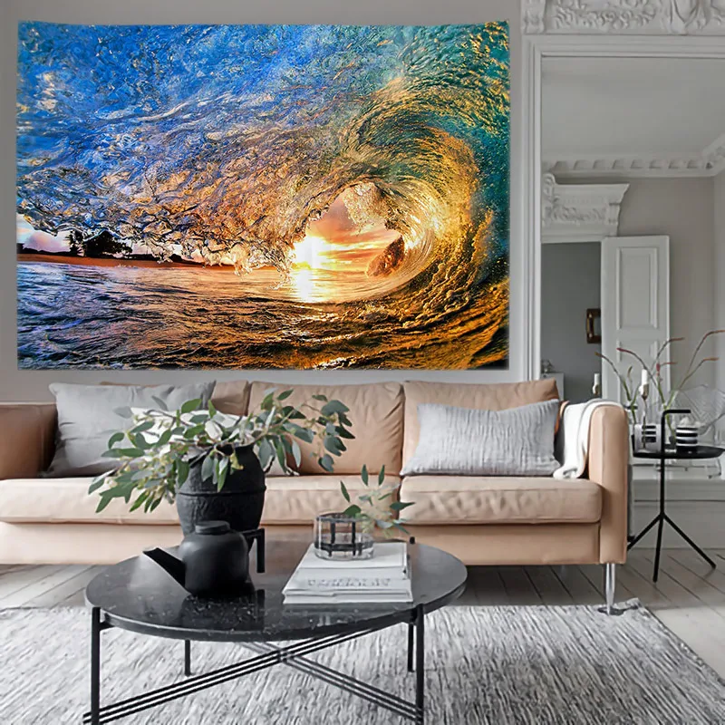 Гобелен С Океанской Волной Настенный Декоративный Художественный Для Спальни