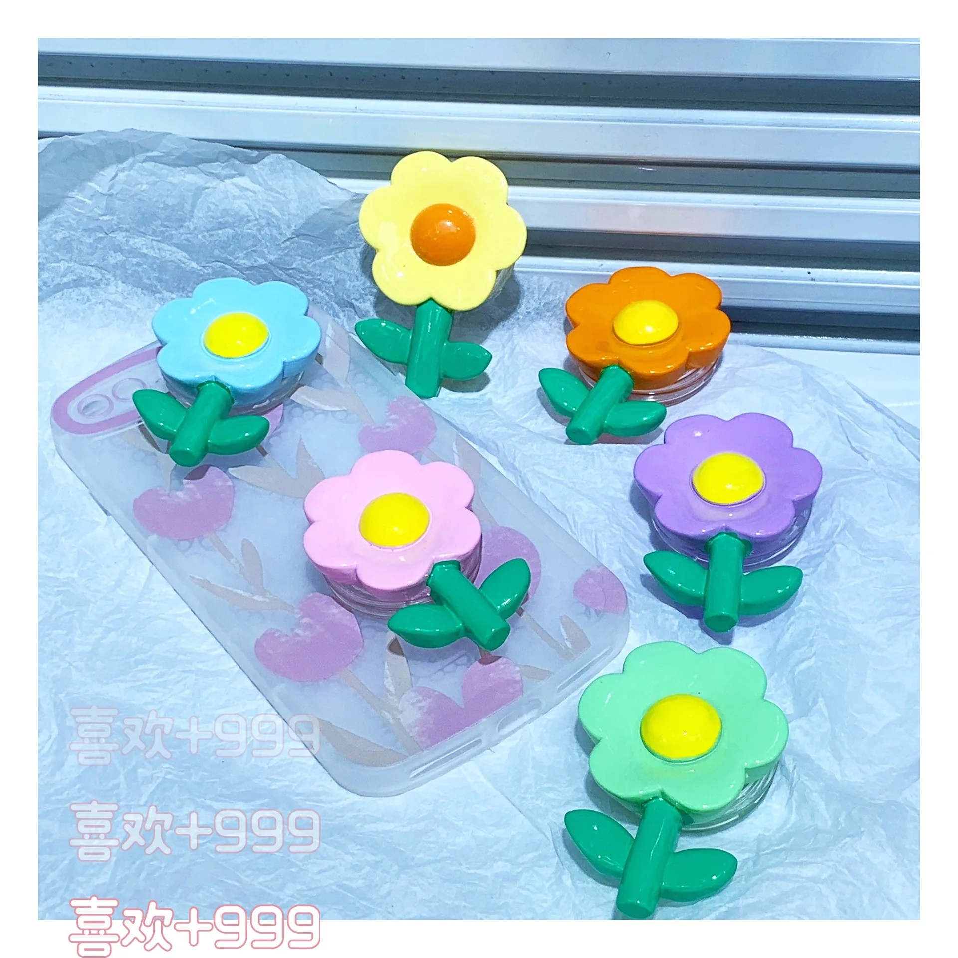 

5pcs Solid Flower Universal Phone Holder Griptok Support For All Smartphone Cartoon Grip Tok Folding Finger Stand Socket