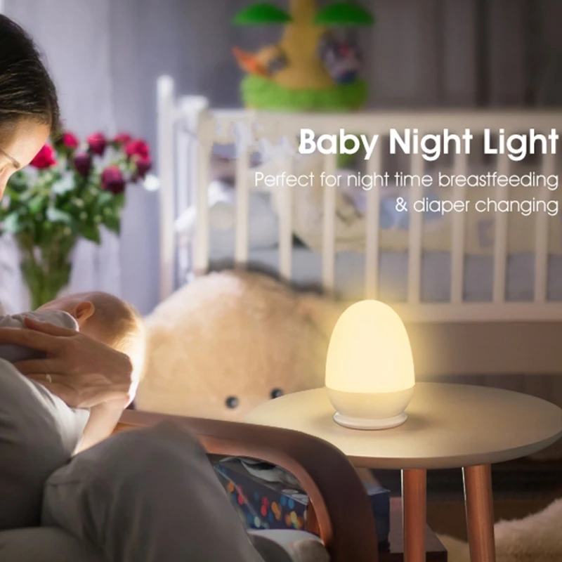 Promotion! Night Lights For Kids With Stable Charging Pad Press Control Timer Setting ABS+PC Baby Egg Lamp Breastfeeding |