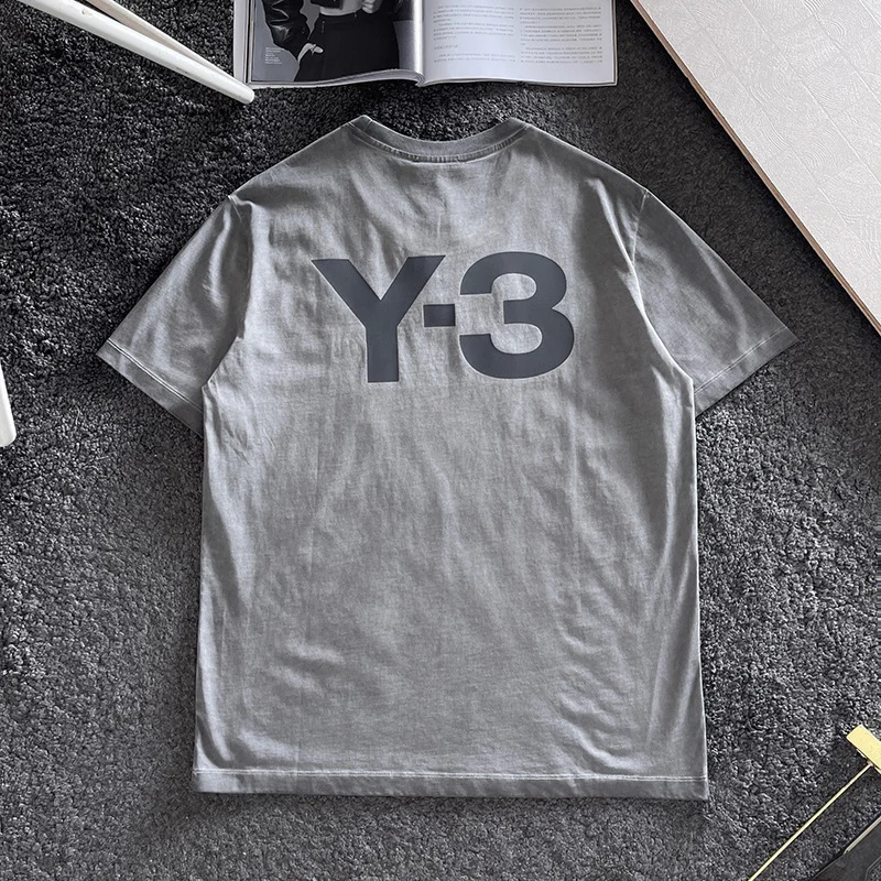 

Summer Y-3 Fashion Leisure Sports Tee Lettering Print Vintage Wash Loose Fitting Y3 Short Sleeve High Quality Couple T-shirt