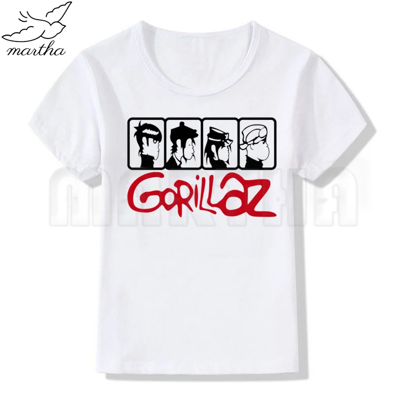 Kids Cartoon Gorillaz Funny Boys T-shirt  Summer Short Sleeve  Children White Tops Baby Clothes，Drop Ship