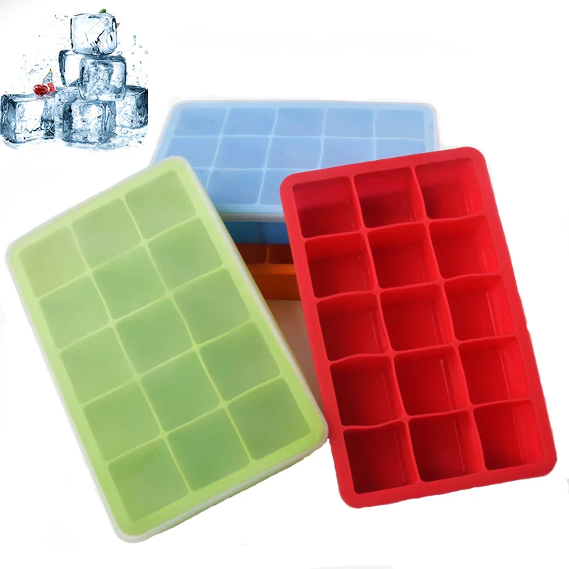 15 Grid Silicone Cube Mold Large Silicone Ice Tray Mold Ice Cube Maker Mould Non-toxic Durable Bar Pub Wine Ice Blocks Maker