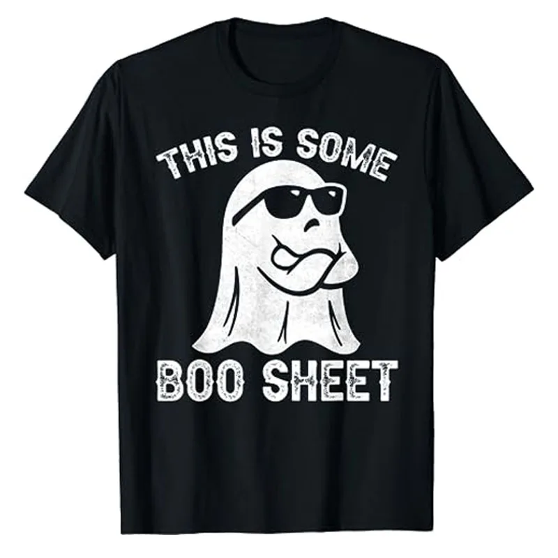 

Funny Halloween Boo Ghost Costume This Is Some Boo Sheet T-Shirt Horror Style Sayings Graphic Tee Novelty Gifts Short Sleeve Top