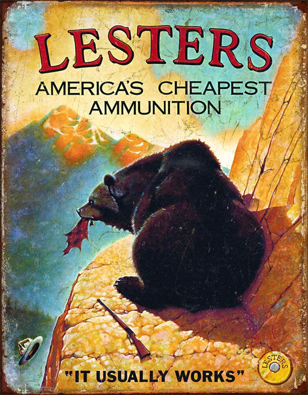

Tin Signs Vintage Funny, Lesters Ammo Tin Sign, 12 x 8 Inches