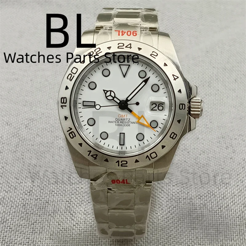 BLIGER 39 мм винтажные часы 24 часа GMT Ronda 515 нержавеющая сталь сапфировое стекло