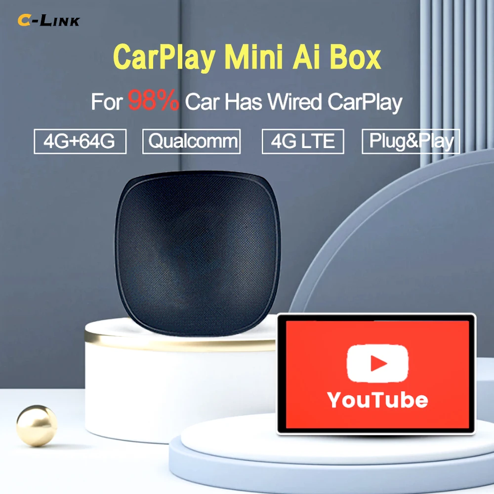 

For Apple Carplay Qualcomm Mini Applepie 4+64G Car Multimedia Player Plug And Play Google Netflix Youtube Mirror For Toyota Chev