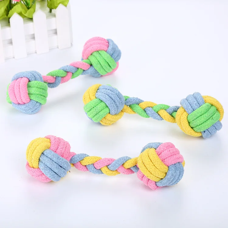 

Pet Dog Puppy Double Knot Chew Rope Knot Toys Clean Teeth Durable Braided Bone Rope Pet Molar Toy Pet Supplies Random Color