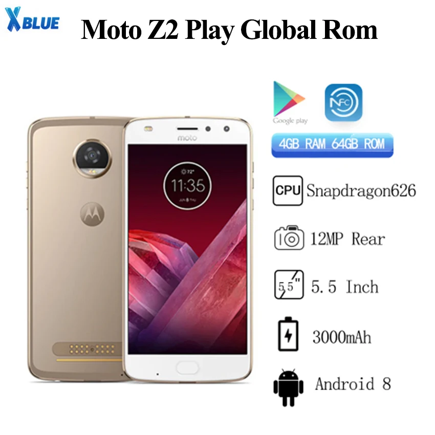 Motorola Moto Z2 Play 4 ГБ ОЗУ 64 Гб ПЗУ Восьмиядерный 2,2 ГГц 5,5 ...