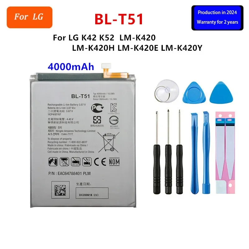 Оригинальный аккумулятор BL-T51 4000 мАч для LG K42 K52 LMK420 LM-K420 LM-K420H LM-K420E LM-K420Y BL T51