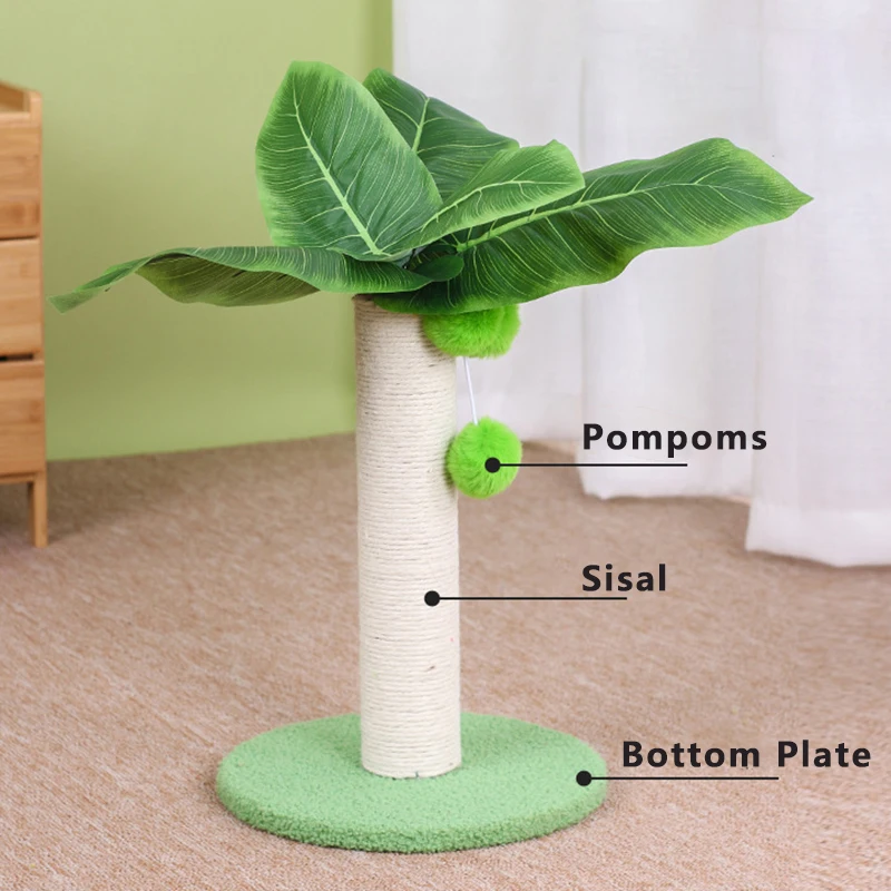 Когтеточка Sisal для кошек Кокосовая пальма дерево забавная с подвесными шариками