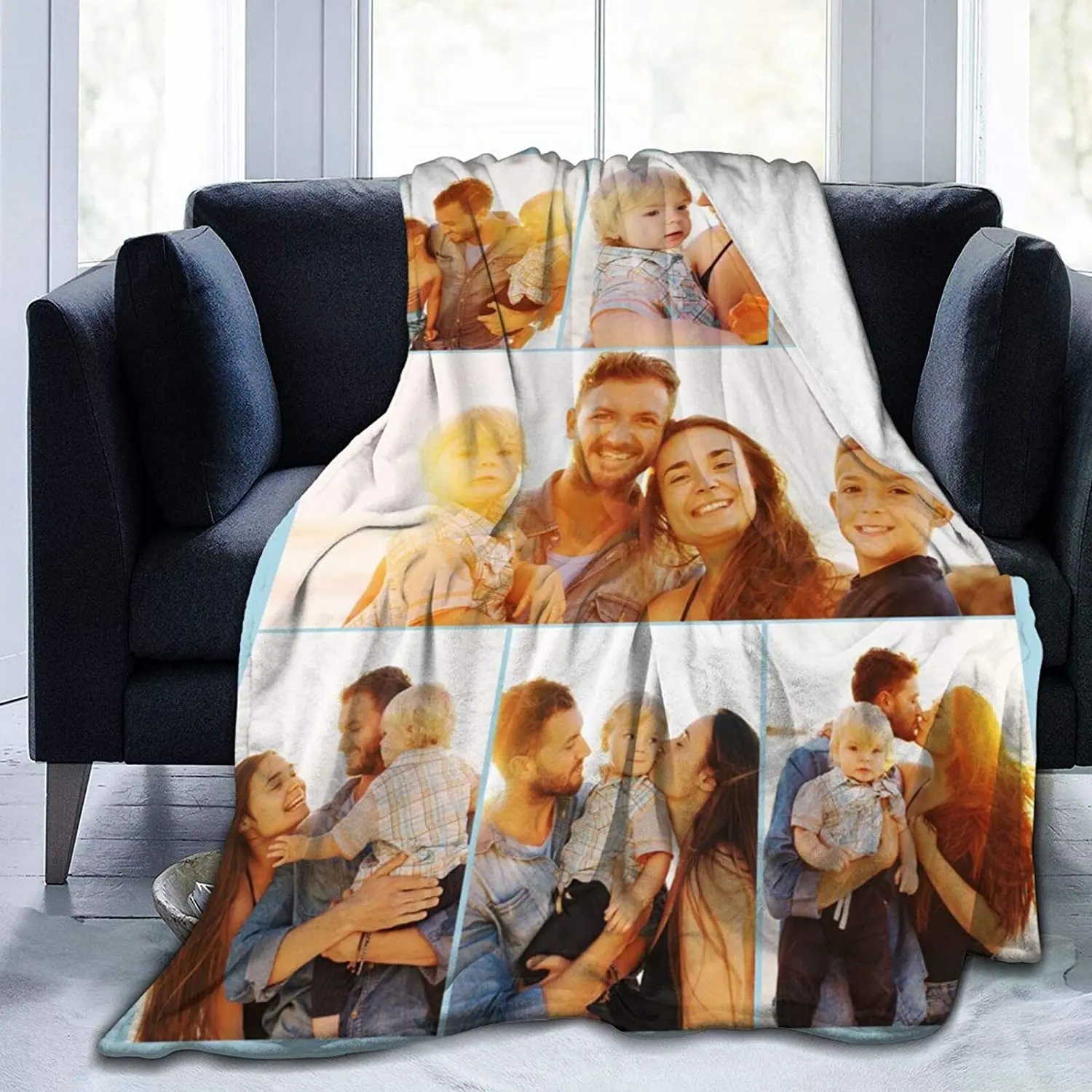 

Custom Blanket Personalized Blanket with Photos Text Customized Picture Throw Blanket for Adult Kid Birthday Christmas Halloween