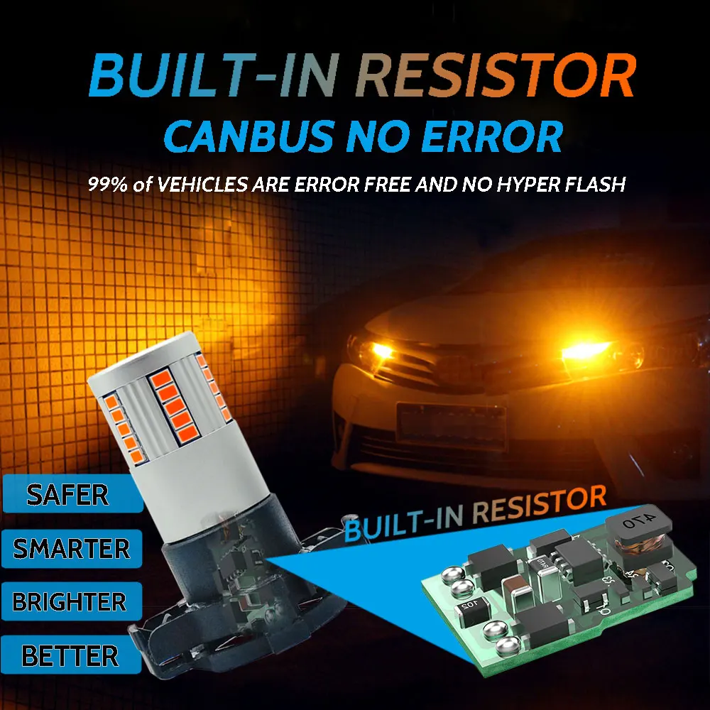 VANSSI 24 Вт Canbus PY24W Светодиодная лампа янтарно-желтого цвета без ошибок Hyper Flash Замена