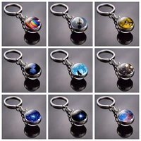 nebula key chain full moon pendant cosmic outer space trinket glass ball key chain gift