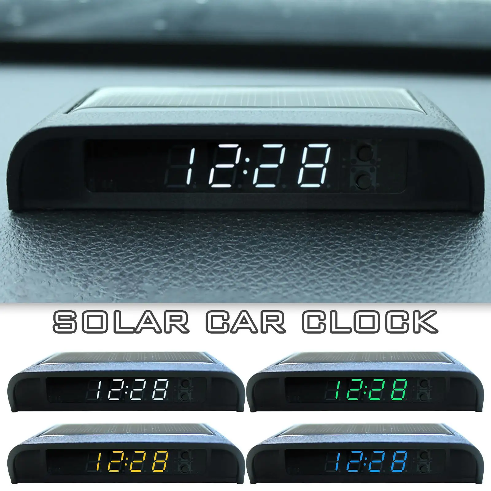 

Portable Solar Car Digital Lcd Clock & Temperature Backlight Dashboard Screen Clock Electronic Temperature Auto Clocks Disp V1c2