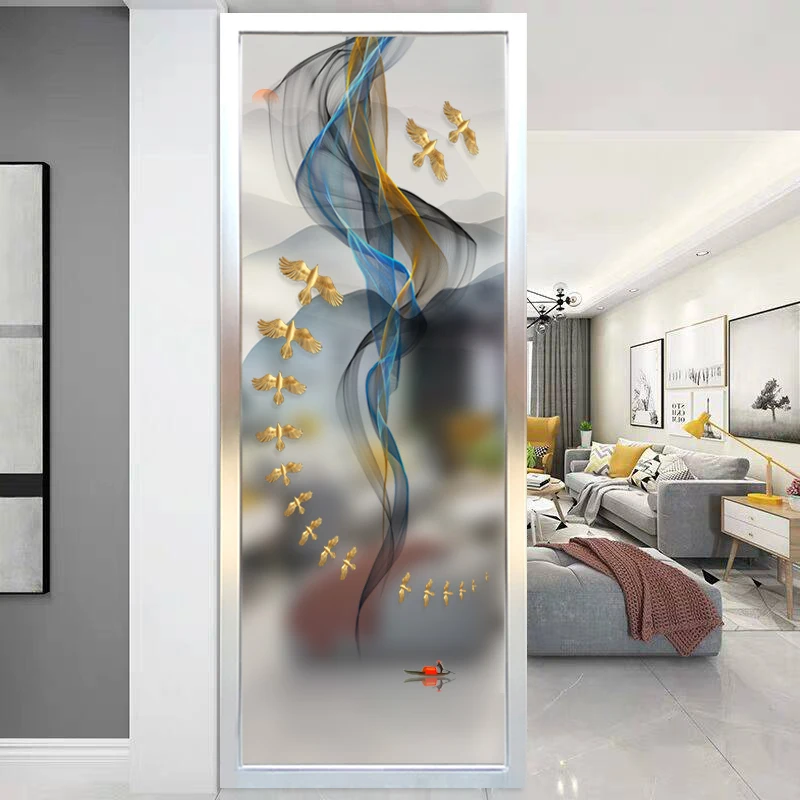 

Custom art glass partition wall simple and modern living room entrance office double-sided light-transmitting frosted craft