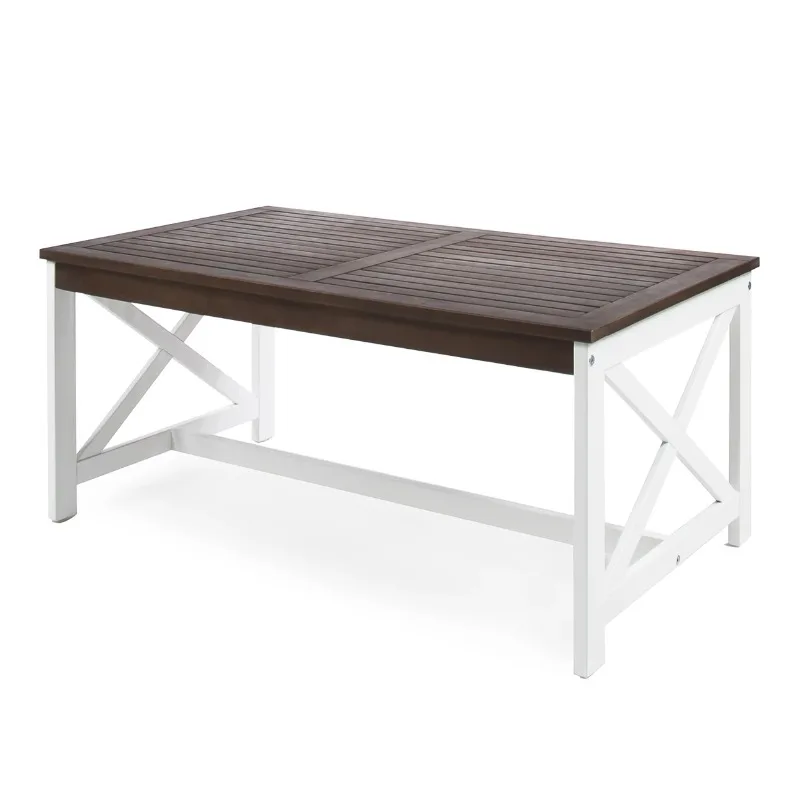 

Noble House Briggs Indoor Farmhouse Acacia Wood Coffee Table, Dark Brown, White