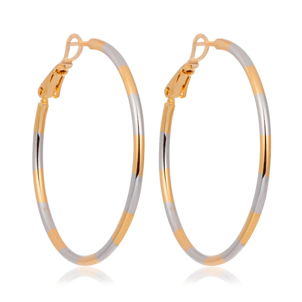 Смешанные технические большие серьги-кольца с петлей для женщин и девушек