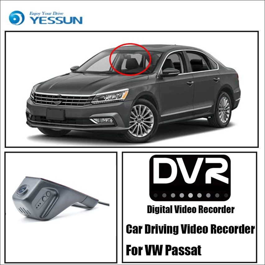 

YESSUN Автомобильный видеорегистратор Цифровой видеорегистратор для Volkswagen Passat HD 1080P фронтальная камера тире не обратная парковка