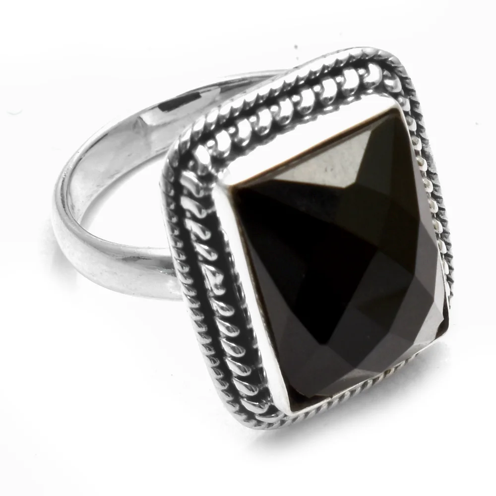 Подлинный черный оникс 925 пробы Серебряный размер: 6 5 AR5610