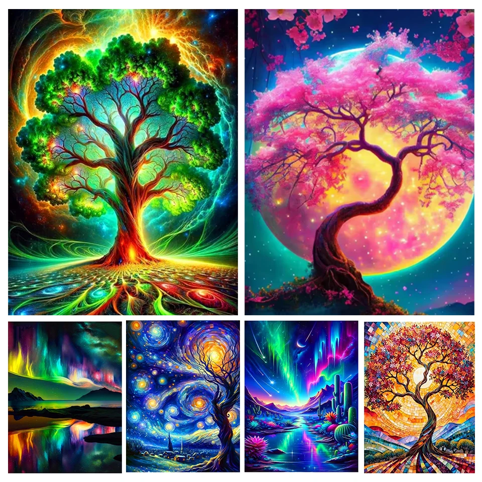 Набор для алмазной вышивки деревья 5 цветов