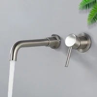 stainless steel silver bathroom sink faucet tap hot cold wash basin water swivel spout wall mounted bath mixer with box