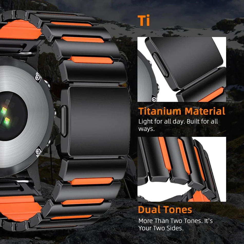 Фото Титановый ремешок для часов Garmin Fenix Tactix 8 7 6 5 X Pro Plus Epix Gen 2 3 Forerunner 955 970, силиконовый магнитный ремешок для мужчин и женщин №5