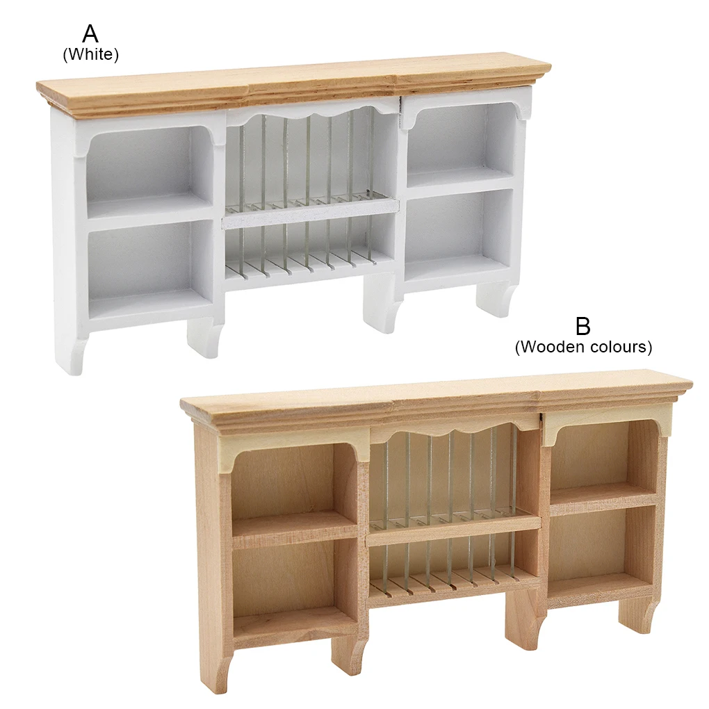 

1: 12 Doll Home Wall Cupboard Portable Removable Kitchen Living Room Bathroom Bowl Plate Organizing Cabinet White