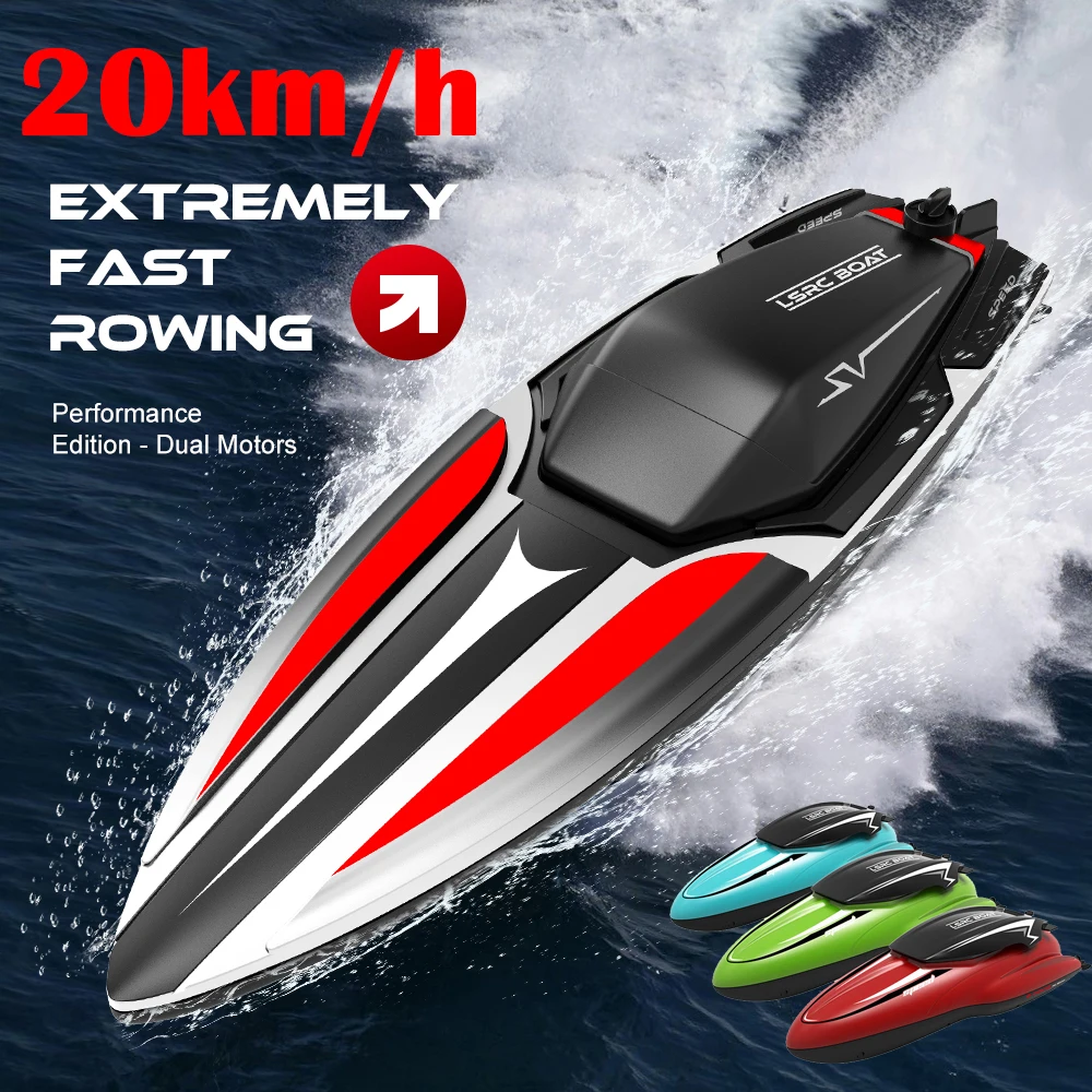 

2.4G RC Racing Boat High Speed Double Propeller Waterproof Rechargeable Model Electric Radio Remote Control Speedboat Toys