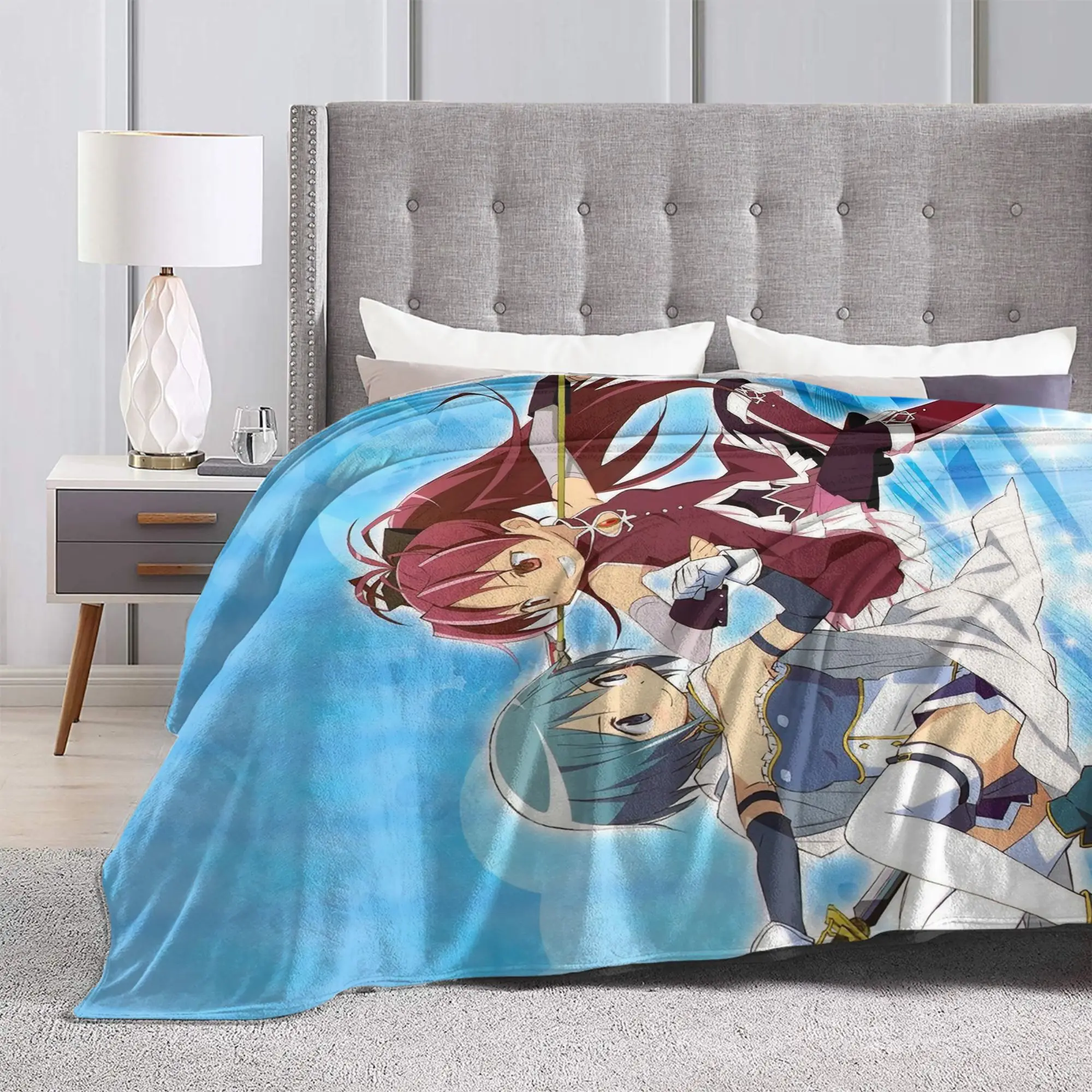 Фото Вязаное одеяло Kyouko Sakura Sayaka Miki Puella Magi Madoka Magica, легкое тонкое одеяло для спальни, дивана, покрывало №3