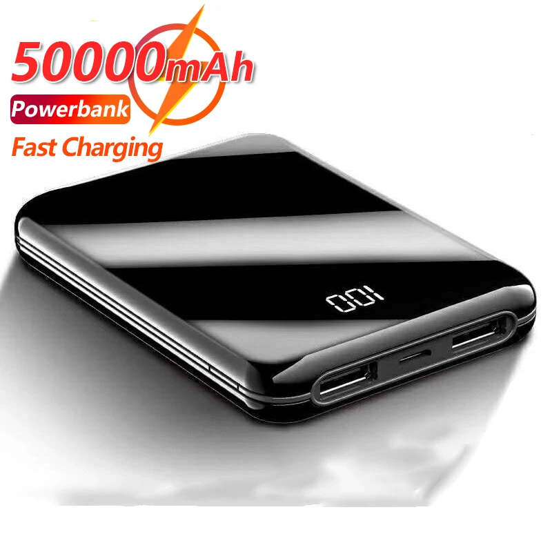 

50000mAh Mini Digital Display Portable Power Bank with 2 USB External Power Fast Charging Suitable for Xiaomi IPhone Samsung