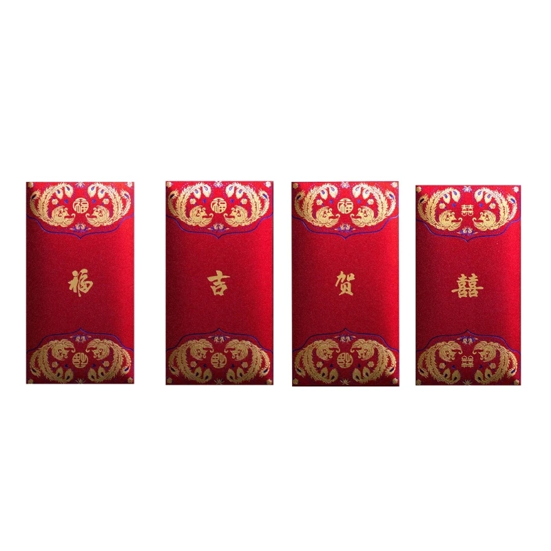 

Chinese Red Envelope Hongbao 6Pcs Bronzing Lucky Money Packet for New Year Red Packet Bag Blessing Supplies
