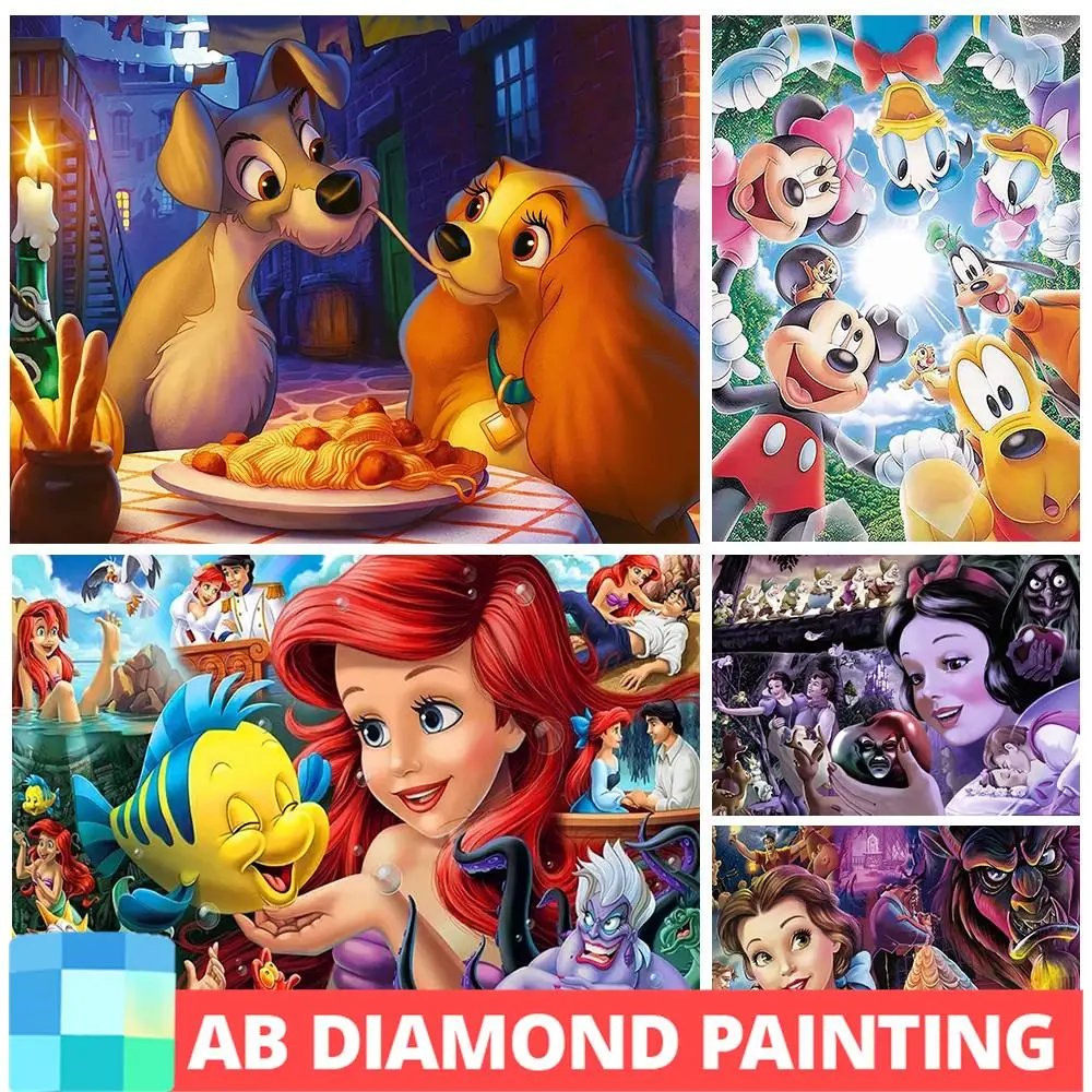 

Disney Princess AB Diamond Painting Little Mermaid Snow White Cross Stitch Kit Full Diamond Embroidery DIY Children's Room Decor