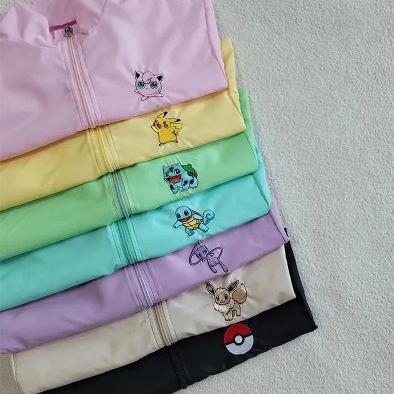 

2022 Pokemon Pikachu Children's Jacket Cartoon Autumn New Boys and Girls Embroidered Digimon Baby Short Solid Color Jacket