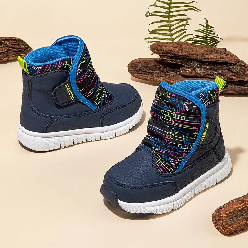 2024 зимние теплые походные ботинки на меху Нескользящая непромокаемая детская