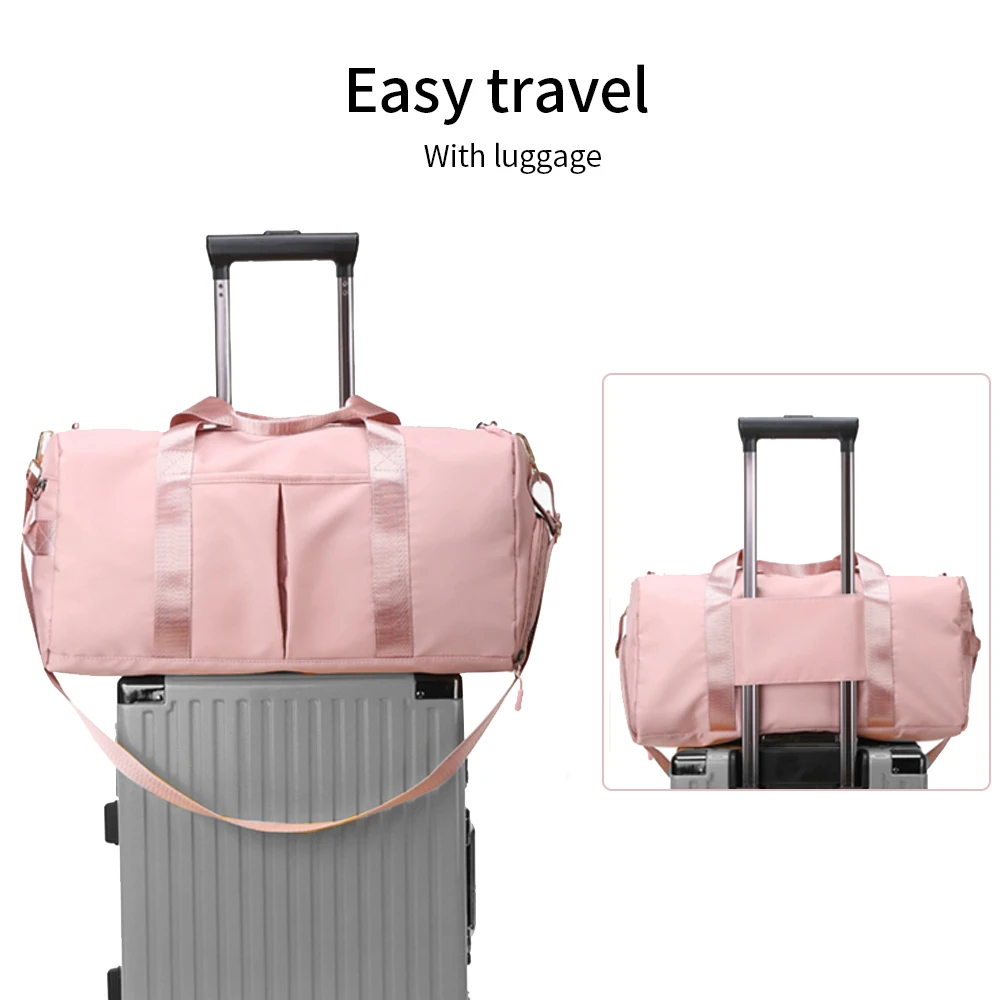 Outdoor Waterproof Nylon Sports Gym Bags Men Women Training Fitness Travel Handbag Yoga Mat Sport Bag with Shoes Compartment