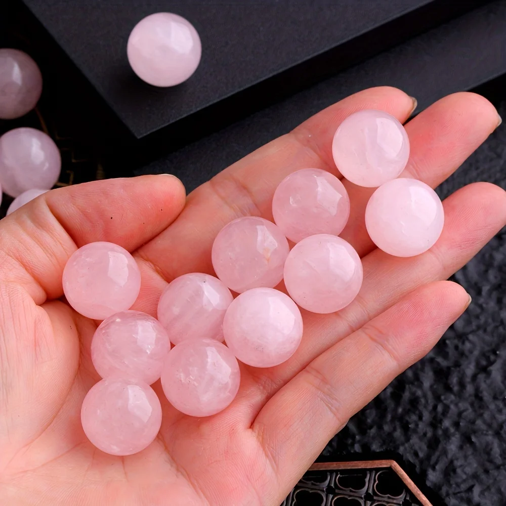 Натуральный розовый кварц с кристаллами искусственная Сфера коллекция