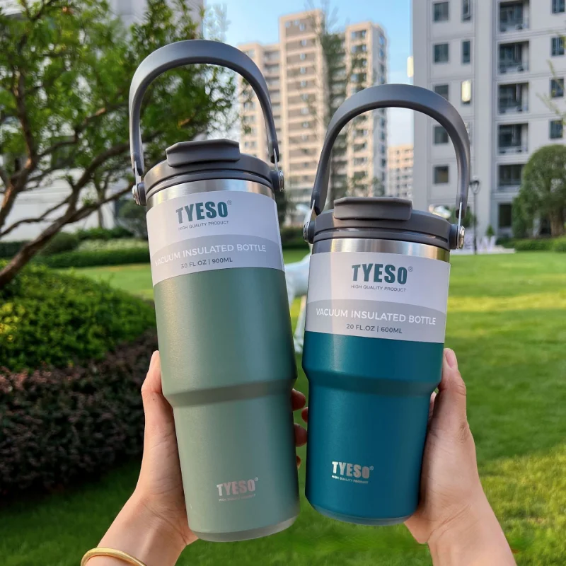 

1pc Coffee cup double-layer insulation and cold-keeping portable ice cup600ml 750ml 900ml Stainless steel double-drink car cup