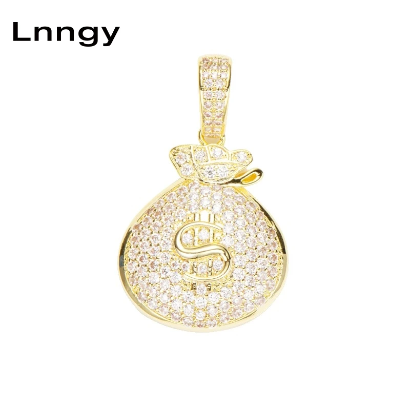 

Lnngy Pave CZ Dollar Sign Gorgeous Pendant Charm 10K Solid Yellow Gold Iced Out CZ Hip Hop Rock Jewelry for Men Women For Party